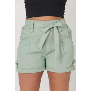Short Bermuda Feminino Em Linho Cintura Alta Moda Verao em Oferta na Shopee