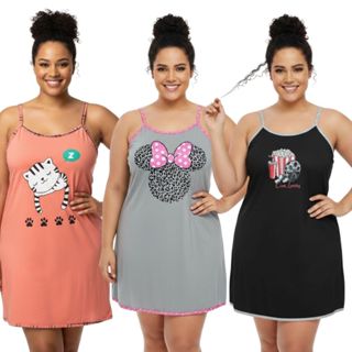 Camisola Alcinha Plus Size Personagem / Roupa de Dormir Plus Size / Camisão Plus Size em Oferta na Shopee