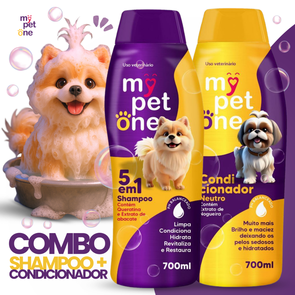 Kit Shampoo Premium 700 mL 5 em 1 + Condicionador Mypetone em Oferta na Shopee