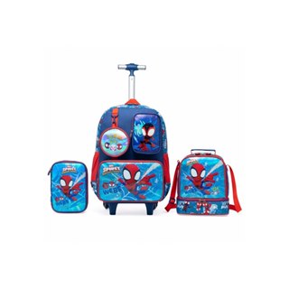 Kit Mochila Rodinha Marvel Lancheira Estojo Escolar Infantil Spider Man em Oferta na Shopee