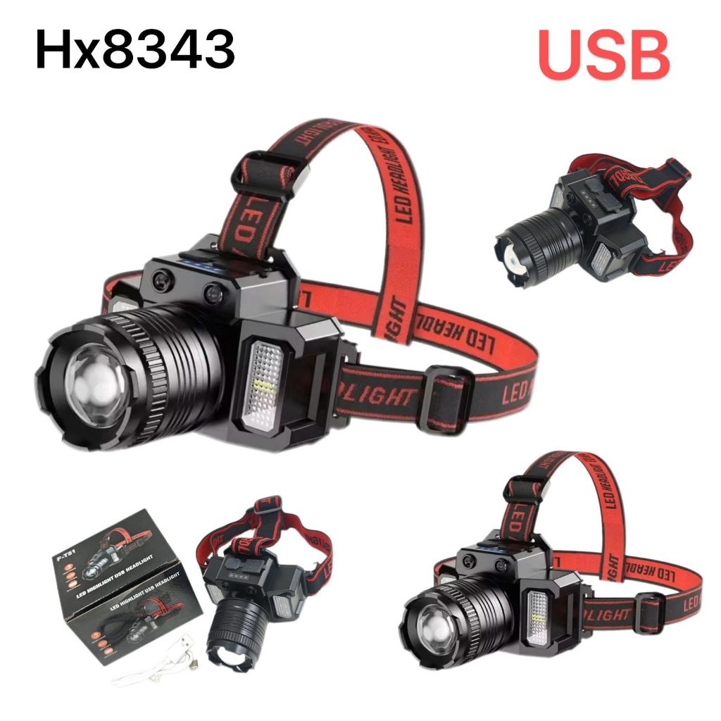 Lanterna Holofote De Cabeça Super Brilhante À Prova D 'Água USB 8343 em Oferta na Shopee