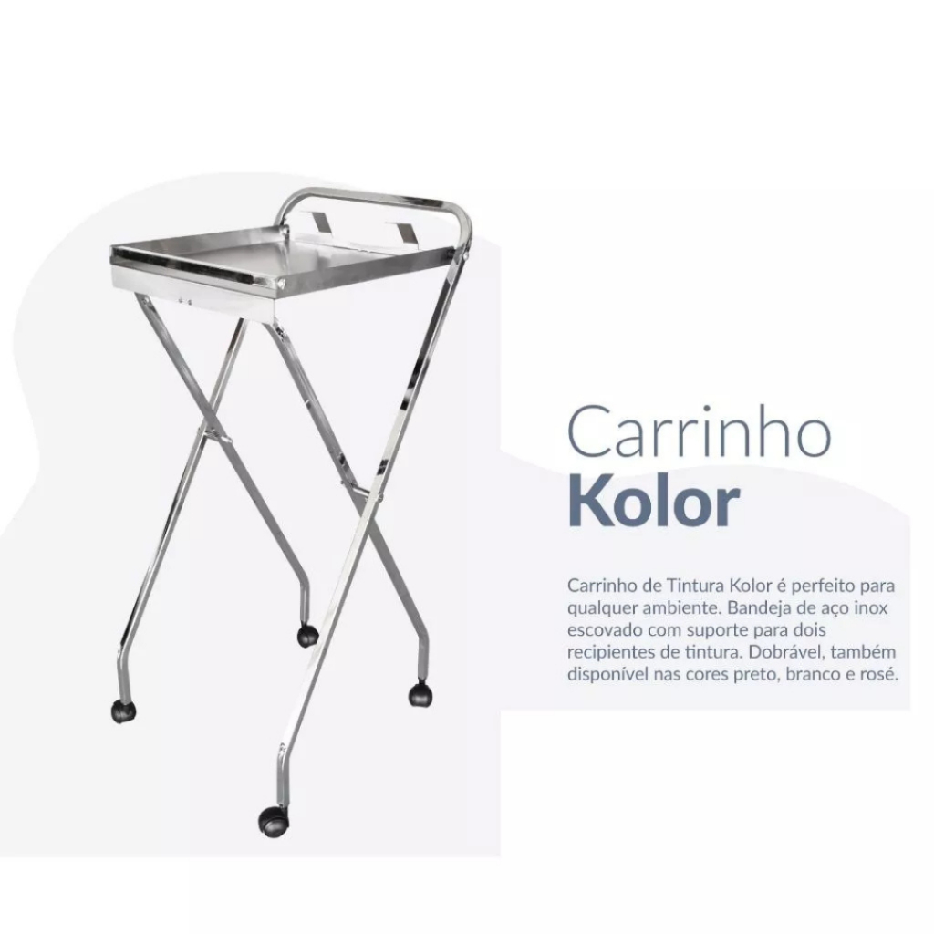 Carrinho Auxiliar Cabelereiro Para Tintura e Química Profissional Inox em Oferta na Shopee