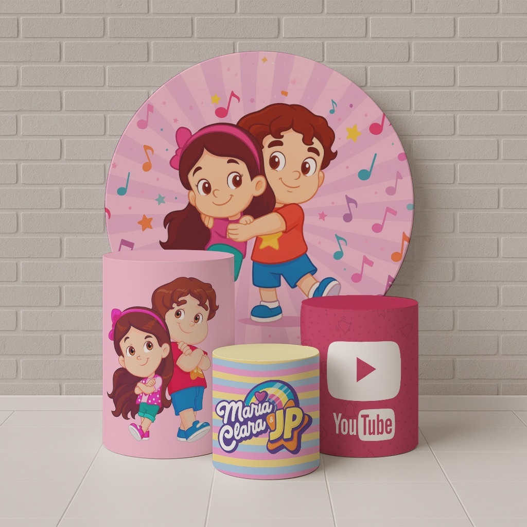 Trio Capas Cilindro + Painel Veste Fácil Tema Infantil Maria Clara e JP Famosos| Envio Rápido em Oferta na Shopee