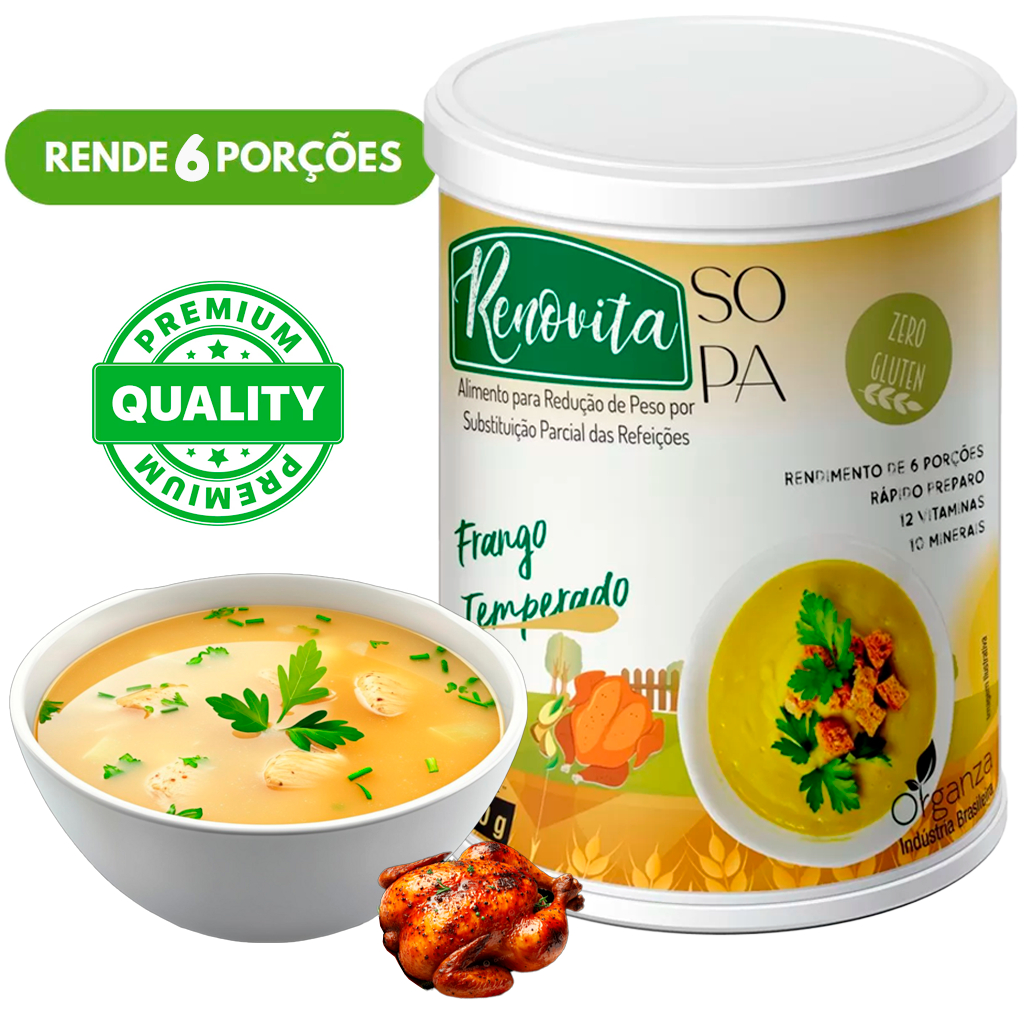 Sopa para dieta Frango Temperado- 180g - Nutricional 100% Natural Light Fitness 6 Porções Sem Glúten
