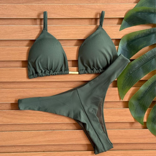 Biquini Cortininha Calcinha Asa Delta Bojo Removivel Poliamida em Oferta na Shopee
