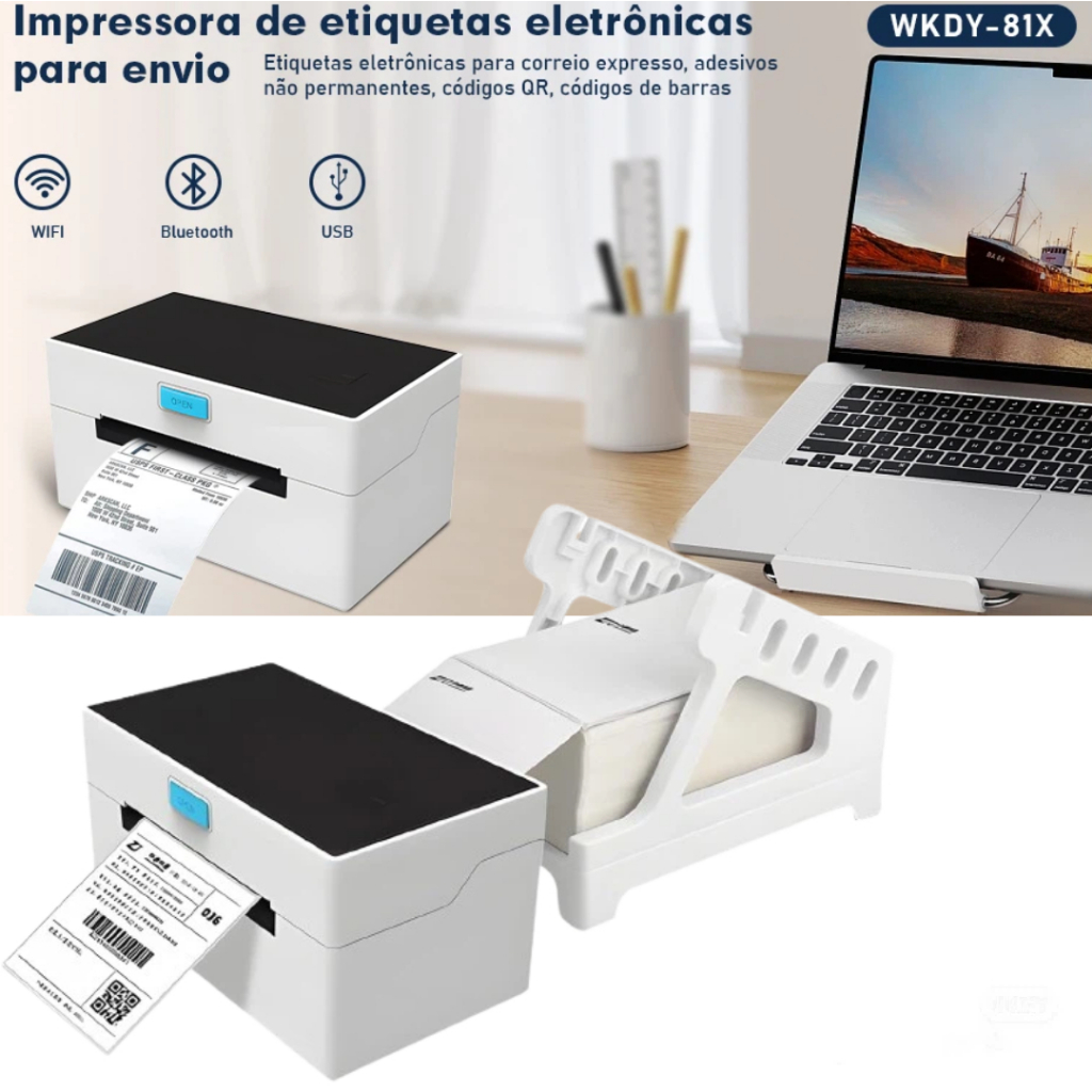 Impressora Térmica De Etiqueta Adesiva 110mm Usb E Bluetooth SEM FIO 203DPI, compatível com vários sistemasWKDY-81X