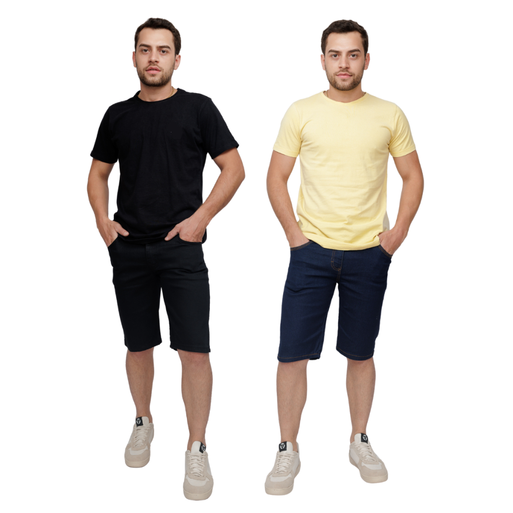 Bermuda Short Jeans Masculino Tradicional Com Elastano Lycra