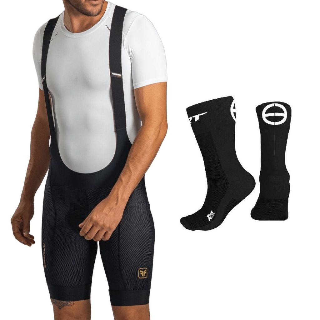 Bretelle ciclismo masculino Free Force Performance forro em Gel original + meia