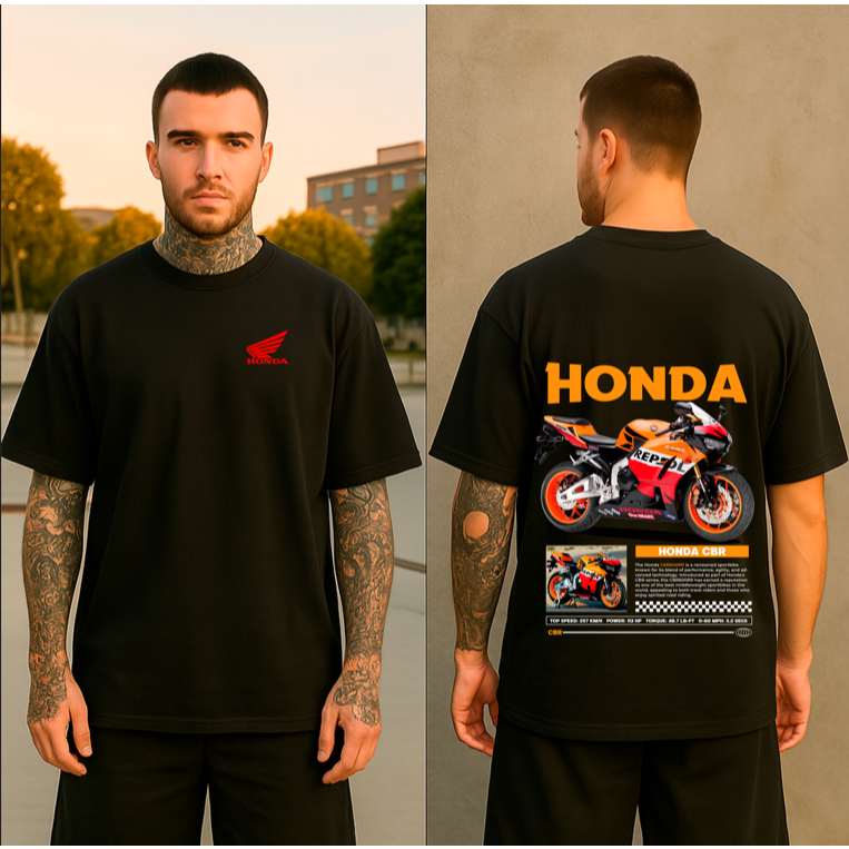 Camiseta Masculina Estampada,Moda StreetWear Honda CBR,Camiseta de algodão macio e confortável -Envio Imediato