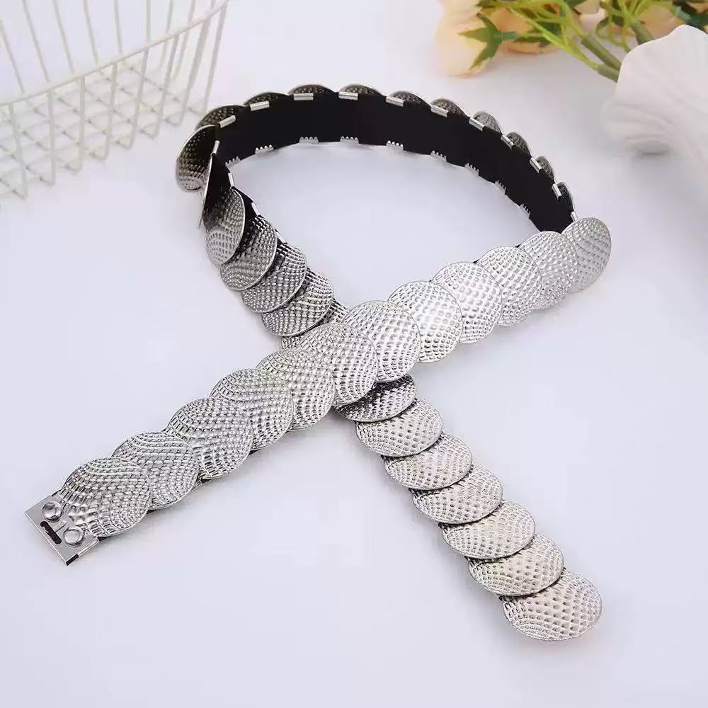 Cinto Feminino Moedas Metal Elástico Tendência Blogueira em Oferta na Shopee