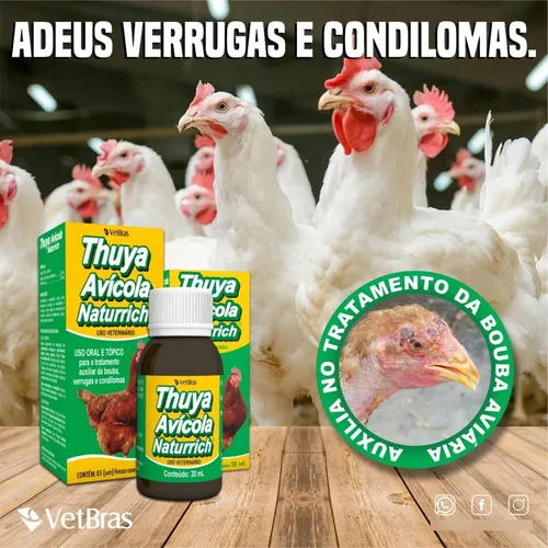 Thuya Avícola Naturrich Eficaz para Boubas Verrugas Condilomas Pelotes em Aves Vetbras Escolha o Seu