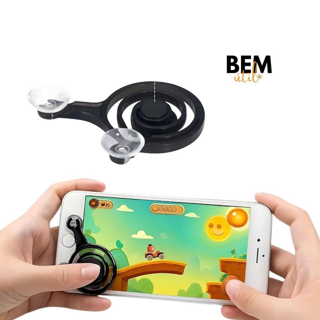 Mini Fling Joystick Analógico Duplo Para Celular - Controle Com Dupla Ventosa Portátil Para Smartphone, Precisão em Jogo