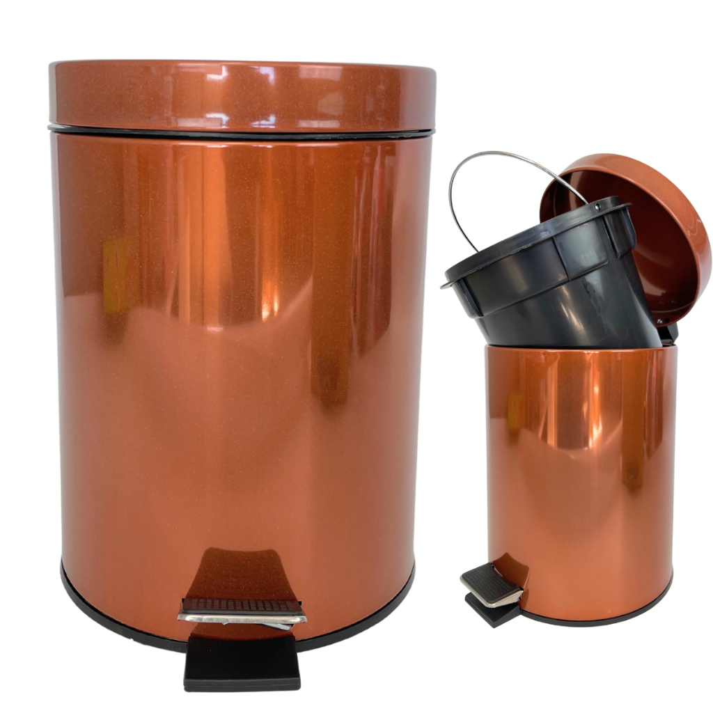 Lixeira 5 Litros Rose Gold Para Banheiro Cozinha Inox Pedal