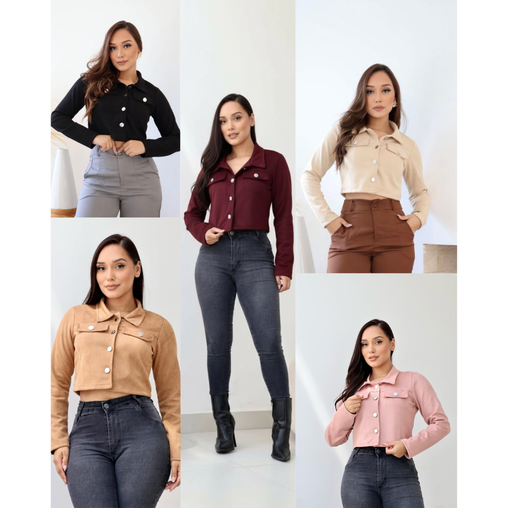 JAQUETA FEMININADE DE SUEDE CROPPED COMFORTO  MACEIA PARA O INVERNO M,G, GG MODA FEMENINA