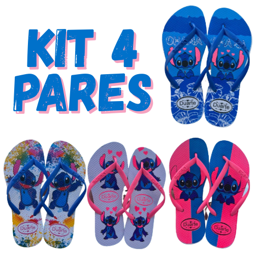 Kit 4 Pares de Chinelo Feminino Stitch SORTIDOS Promocao Mais Vendidos