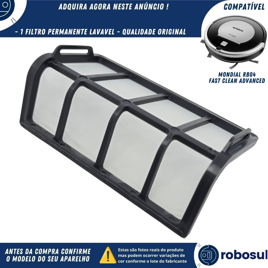 Filtro Permanente Lavável Tela Robô Aspirador USO EXCLUSIVO Mondial Fast Clean Advanced RB04