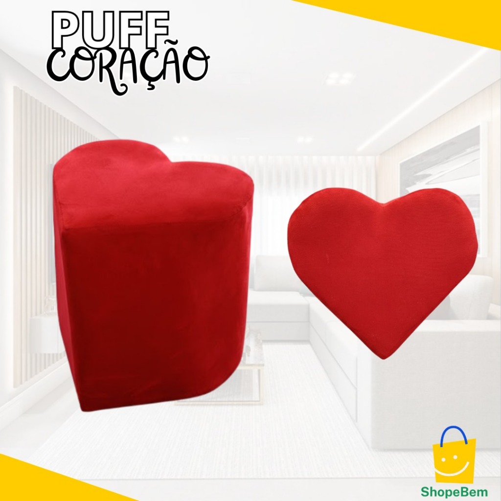 Puff Coração Grande | Estilo Tumblr | Decoração Romântica e Aconchegante em Oferta na Shopee