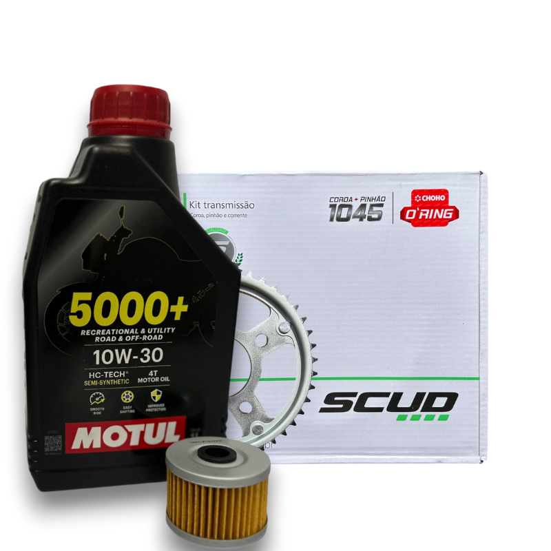 Kit Relação para Honda Cg Titan 160 com 1 Óleo 10w/30 e Com Patins de freio