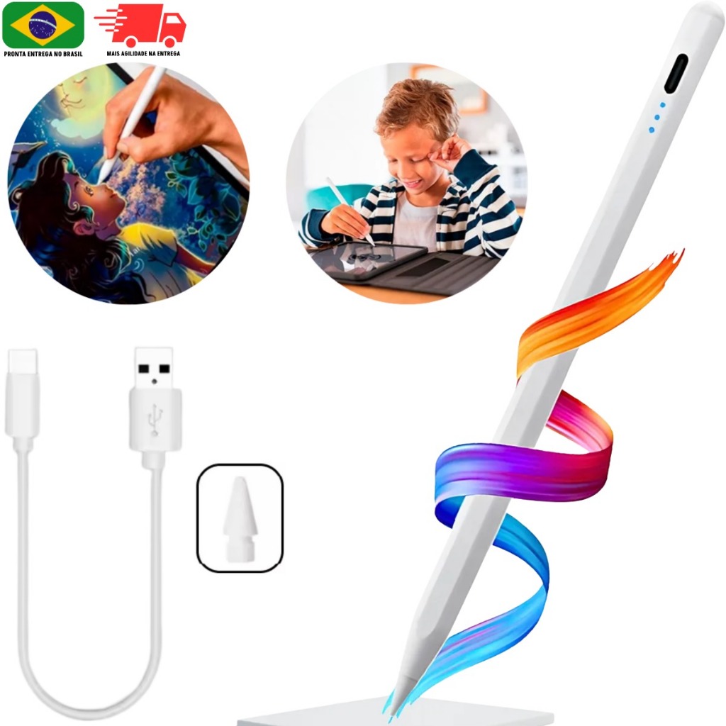 Caneta Pencil Compatível iPad Com Palm Rejection 1.0mm Caneta Touch Screen Ponta Fina