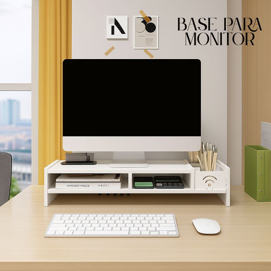 Suporte Base Para Monitor Mdf 49cm Home Office Mesa Gamer Suporte Escritório Organizador Decorativo