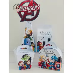 KIT LEMBRANCINHA PERSONALIZADA DE ANIVERSÁRIO OS VINGADORES - LEMBRANCINHA PERSONALIZADA PEGUE E MONTE