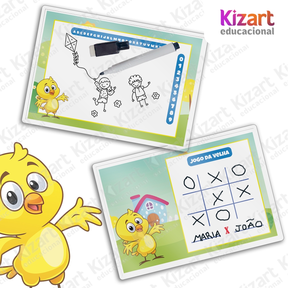 25 Lousa Mágica + Caneta Com Apagador Lembrancinha Festa Infantil Tema Pintinho Amarelinho