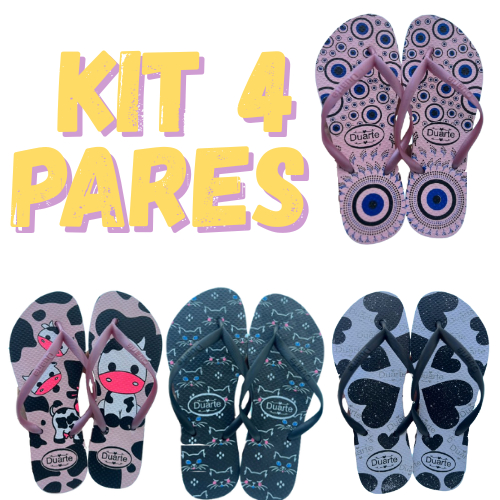 Kit 4 Pares de Chinelo Feminino Estampado Mais Vendidos