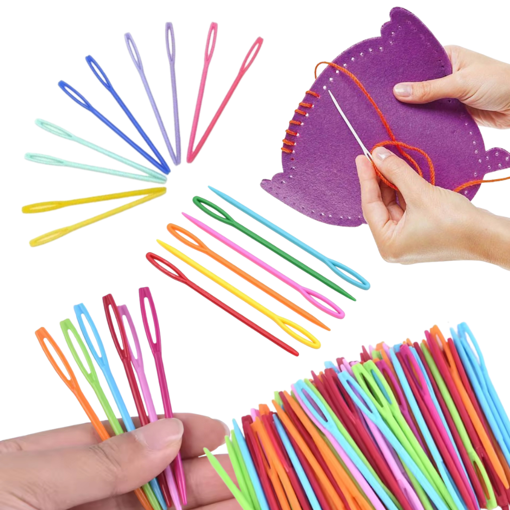 Kit 100 Agulhas Plásticas 7cm para Tricô Crochê Artesanato