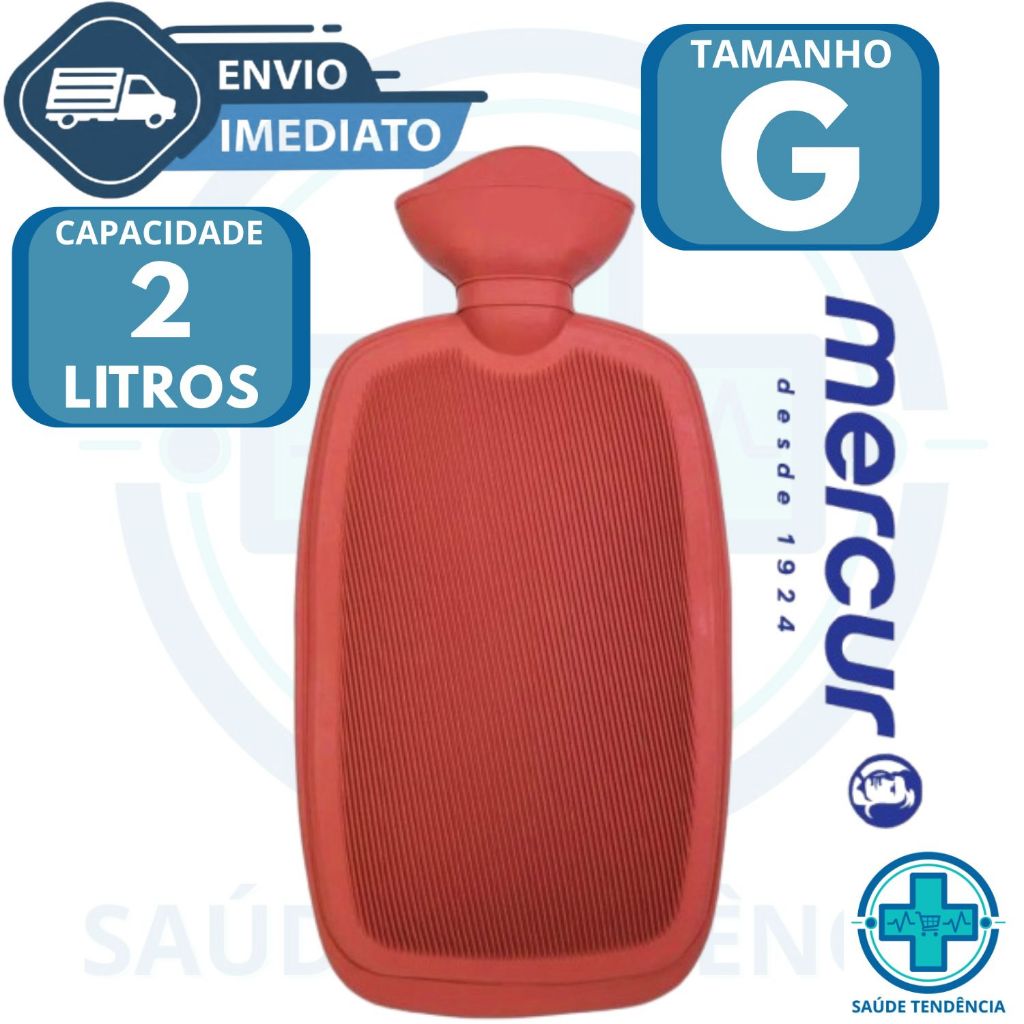 Bolsa Agua Quente Grande 2 Litros Bc0014 Mercur Cor Bordô em Oferta na Shopee
