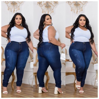 Calça Jeans Plus Size Promoção 48 ao 66 Rasgada/Lisa lycra Elastano cos Alto em Oferta na Shopee