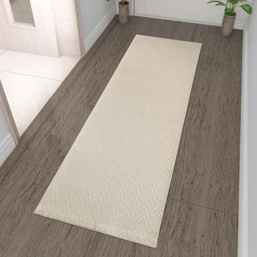 Tapete Cozinha Passadeira 100% Algodão Antiderrapante 1,30m x 45cm e 2,00m x 45cm Chevron