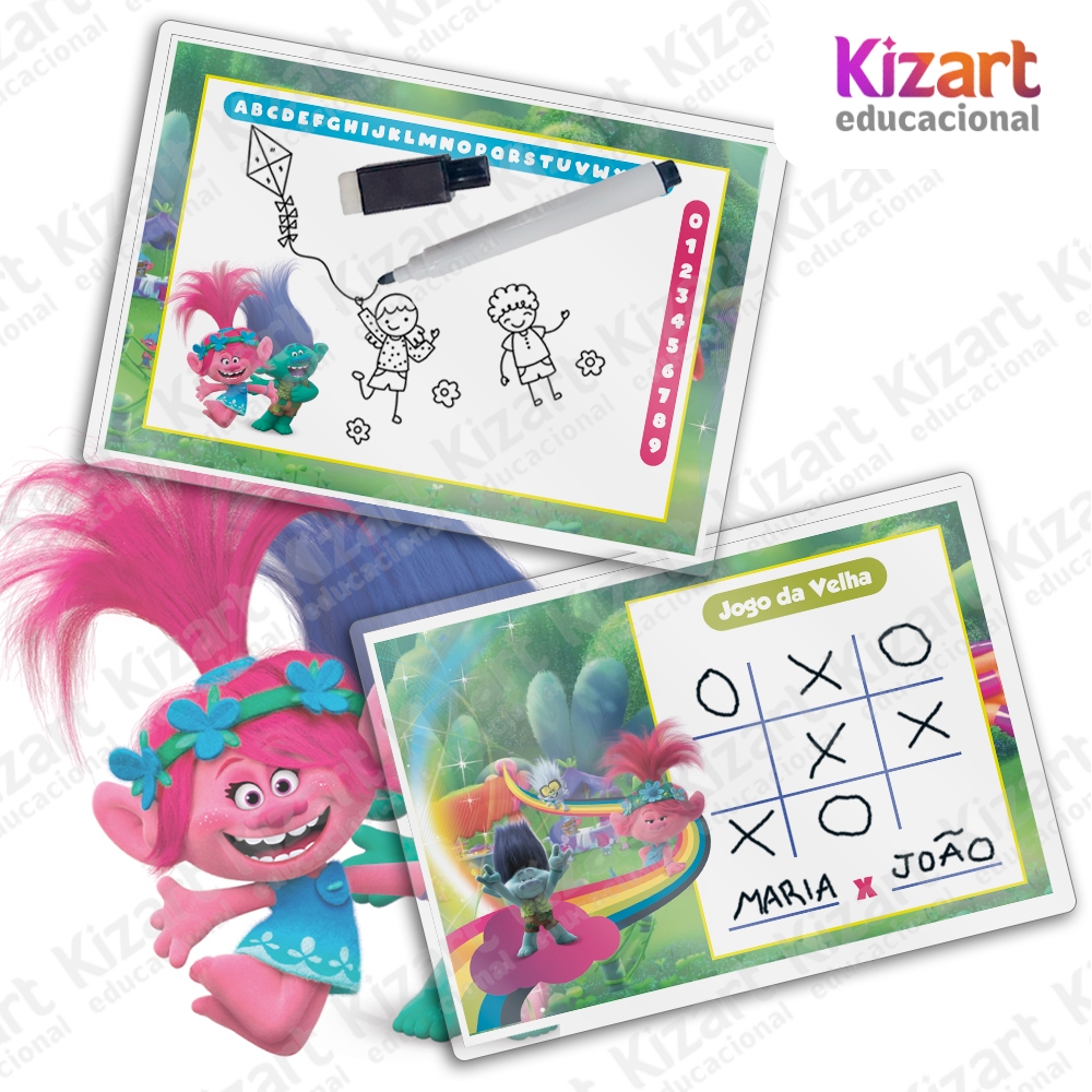 15 Lousa Mágica + Caneta Com Apagador Lembrancinha Festa Infantil Tema Trolls