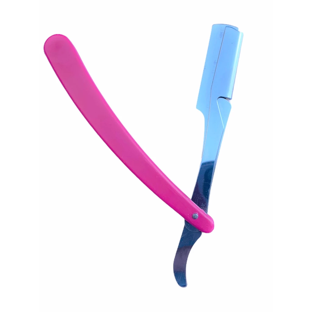 Navalha Navalhete Inox Profissional Cabo Plástico Rosa - Promoção
