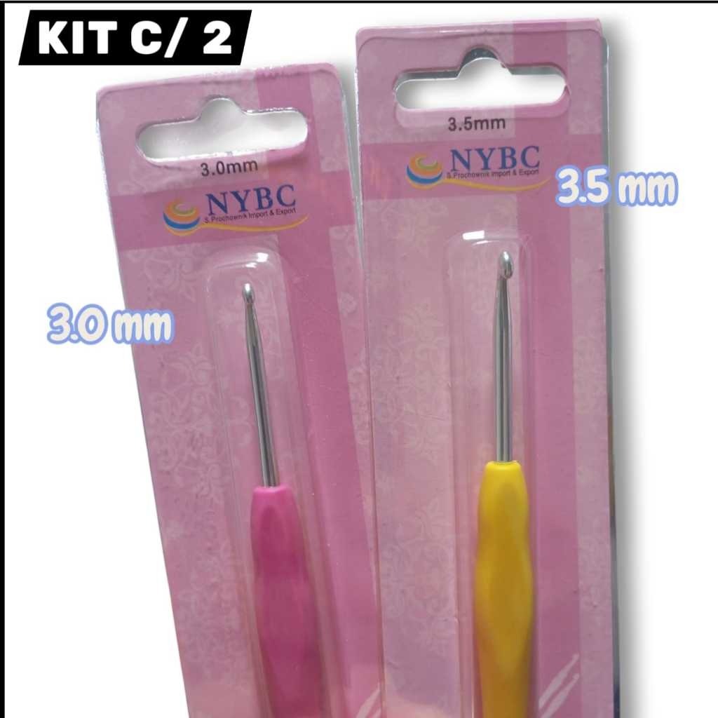 KIT AGULHA DE CROCHE SOFT/EMBORRACHADA 3.0mm/3,5mm+brinde agulha tapestry