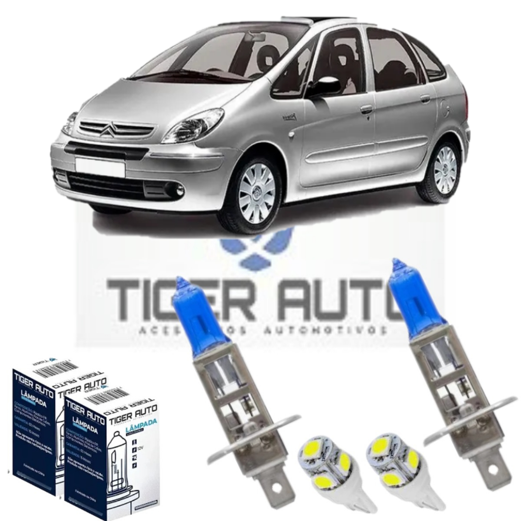 H1 SUPER BRANCA + PINGO LED Lâmpada farol ALTO super branca + Led lanterna par CITROEN XSARA 2001 ATÉ 2004