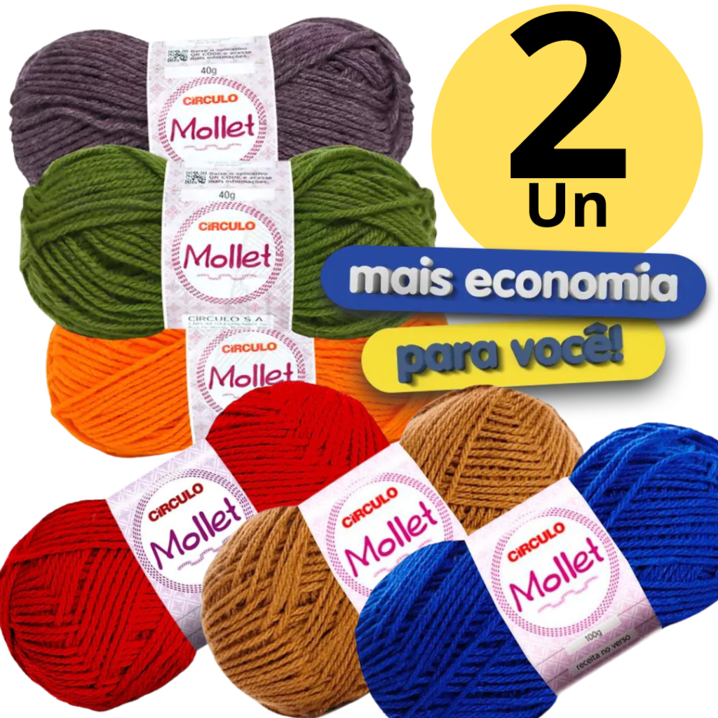 Fio Lã Mollet Círculo 100g/200m 1 ou 2 unidades em Oferta na Shopee