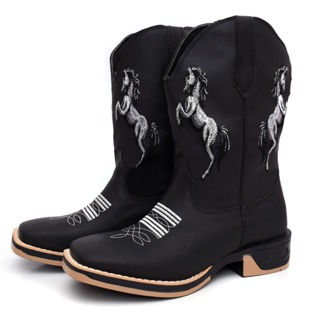 Bota Texana Masculina Sola Jump Bico Quadrado Dois Cavalos Couro Legítimo Oferta Two Horse em Oferta na Shopee