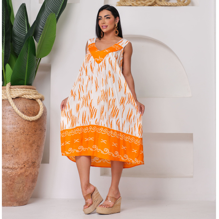 Vestido trapézio indiano estampado