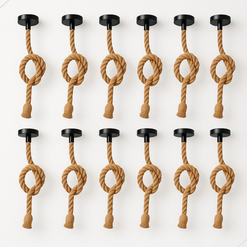 Kit 12 Pendente Corda Sisal 1 Metro Bivolt 110v 220v Vintage Rústico Decorativo Área Luminária Teto em Oferta na Shopee