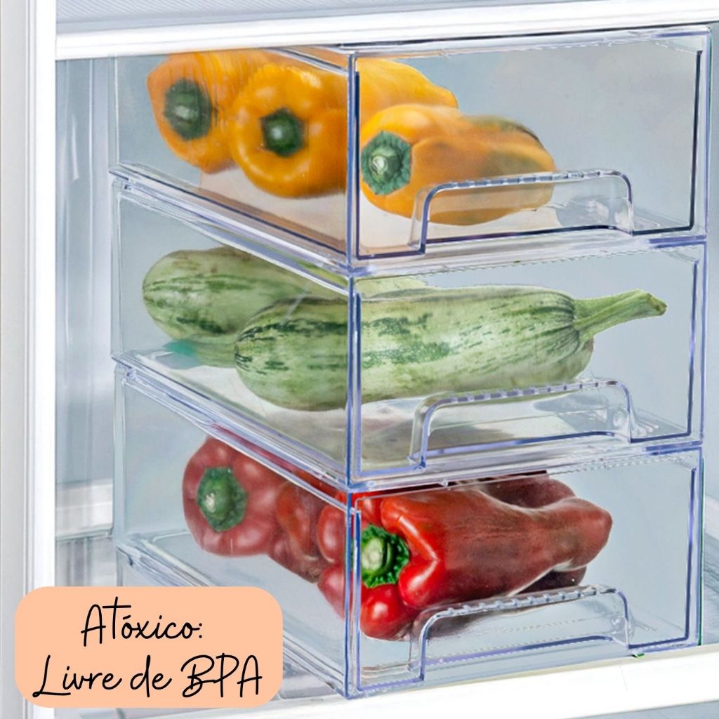 KIT 4 GAVETEIROS PRIME ORGANIZADOR DE GELADEIRA/MULTIUSO - Lançamento Plastutti em Oferta na Shopee