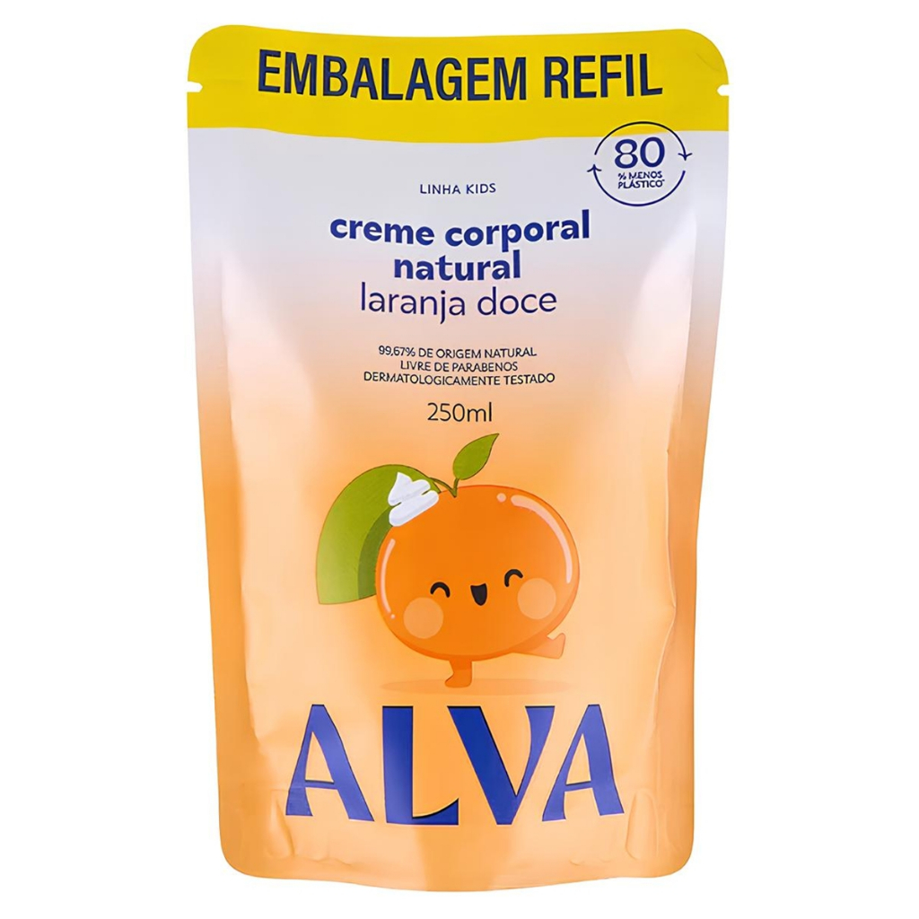Refil Creme Corporal Natural Infantil Laranja Doce 250ml Alva
