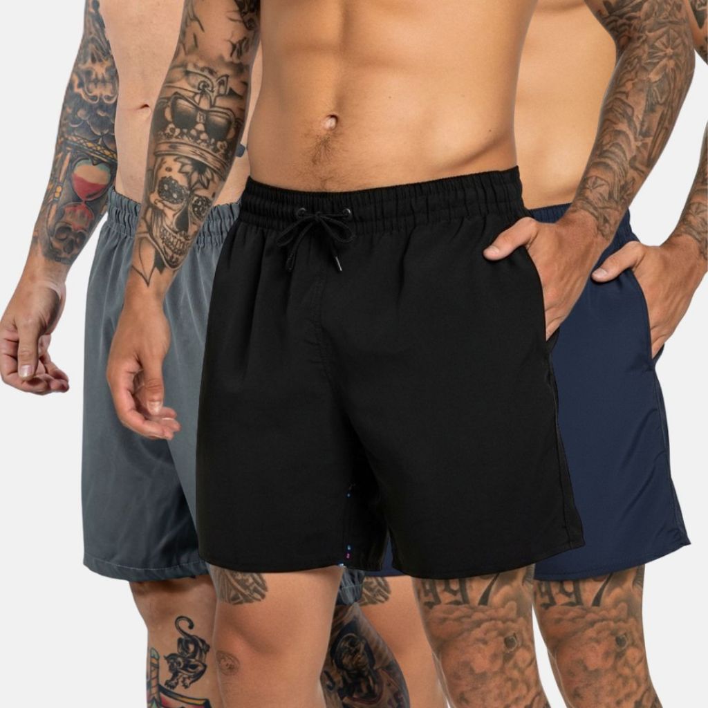 Kit 3  Bermudas Masculino para Treino com Elastano