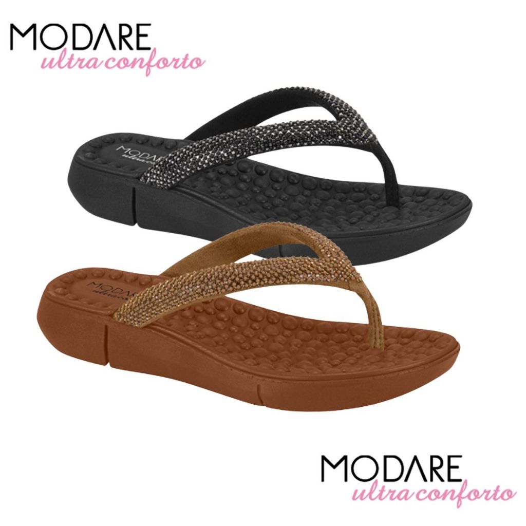 Tamanco Chinelo Feminino Modare Ortopedica Massageadora Strass Esporão Macio Ref: 7142.145