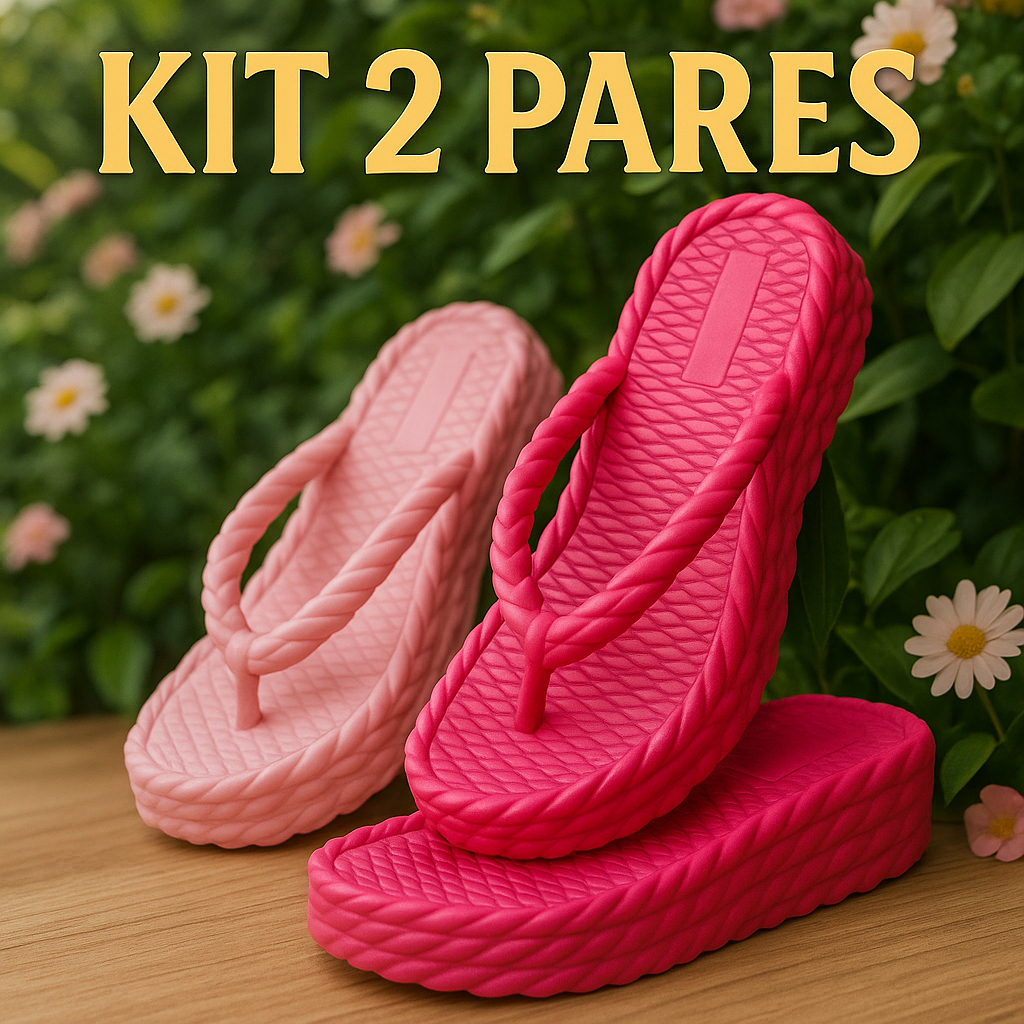 Kit 2 Pares Chinelo Feminino Plataforma Trançado Confortável e Sofisticado