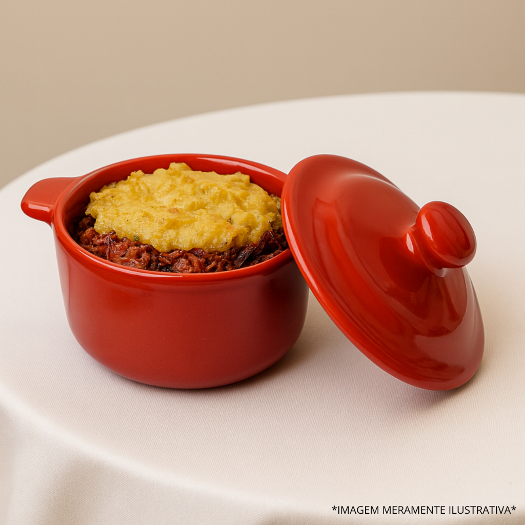 Caçarola Mini Panelinha com Tampa de Cerâmica Buffet 250 ml Kit 3un