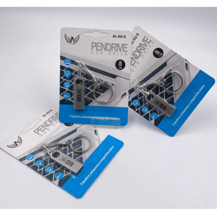 Pendrive 8GB - AL-6U-8 Pendrive Chaveiro Altomex com Acabamento em Metal