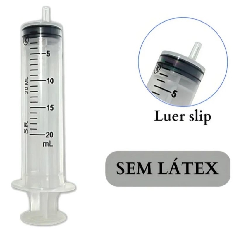 Kit c/50 seringas sem agulha descartáveis Luer Slip 20 ml. em Oferta na Shopee