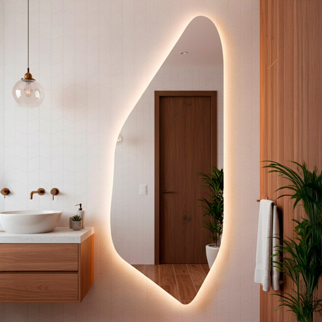 Espelho Decorativo Orgânico Led 170x70 Suporte de Parede Rocco Para Sala Quarto Banheiro Escritório em Oferta na Shopee