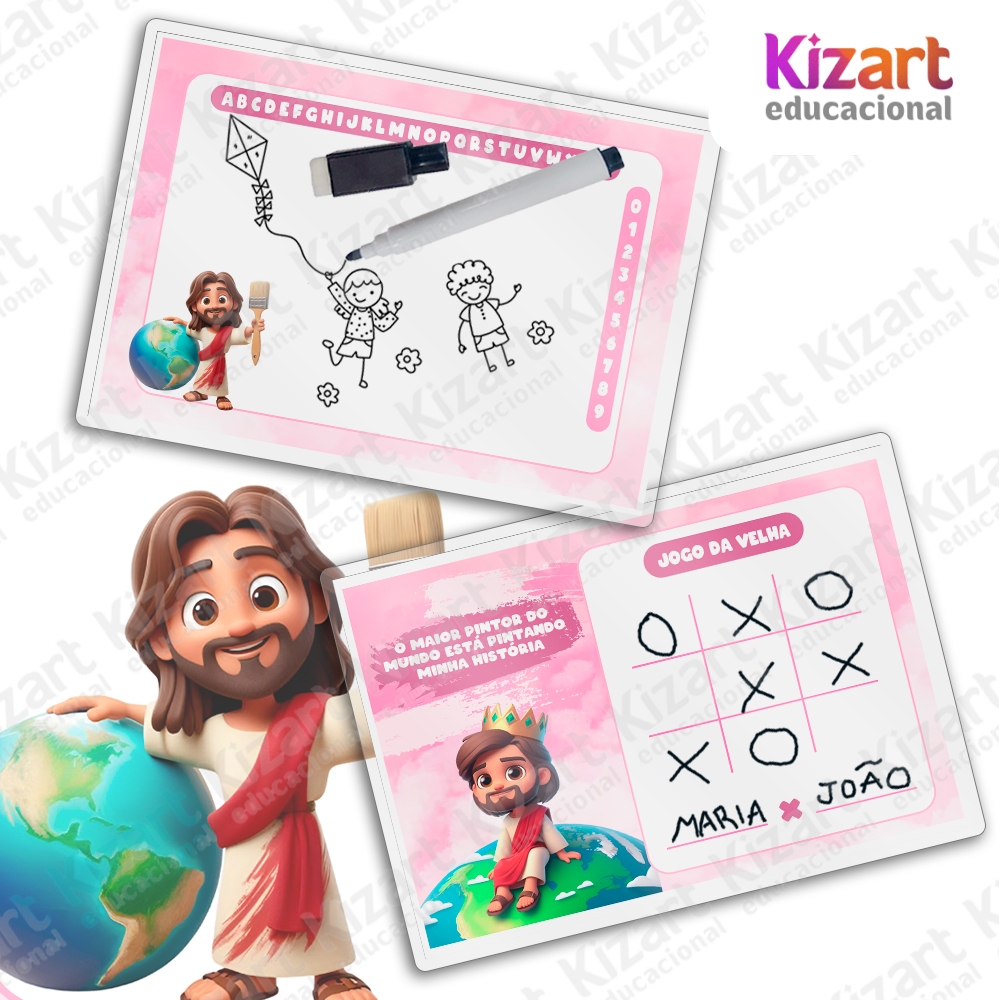 15 Lousa Mágica + Caneta Com Apagador Lembrancinha Festa Infantil Tema O Maior Pintor do Mundo Rosa