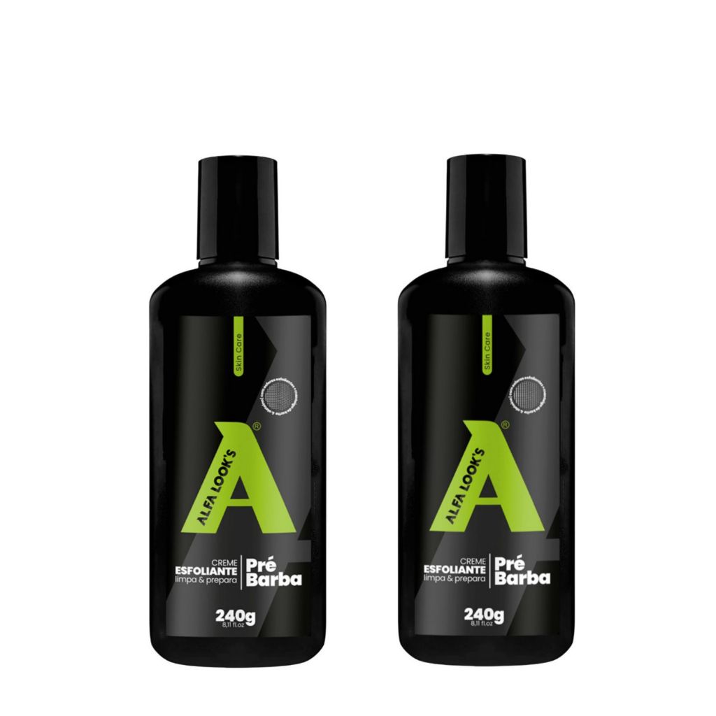 KIT ALFA LOOKS COM 2 PRE-BARBA CREME ESFOLIANTE 240G